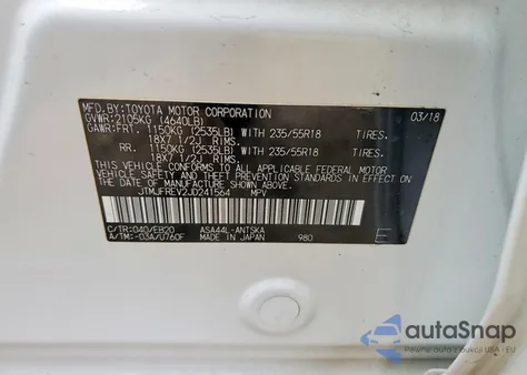 2018 Toyota Rav4 Se from USA, damaged, VIN JTMJFREV2JD241564